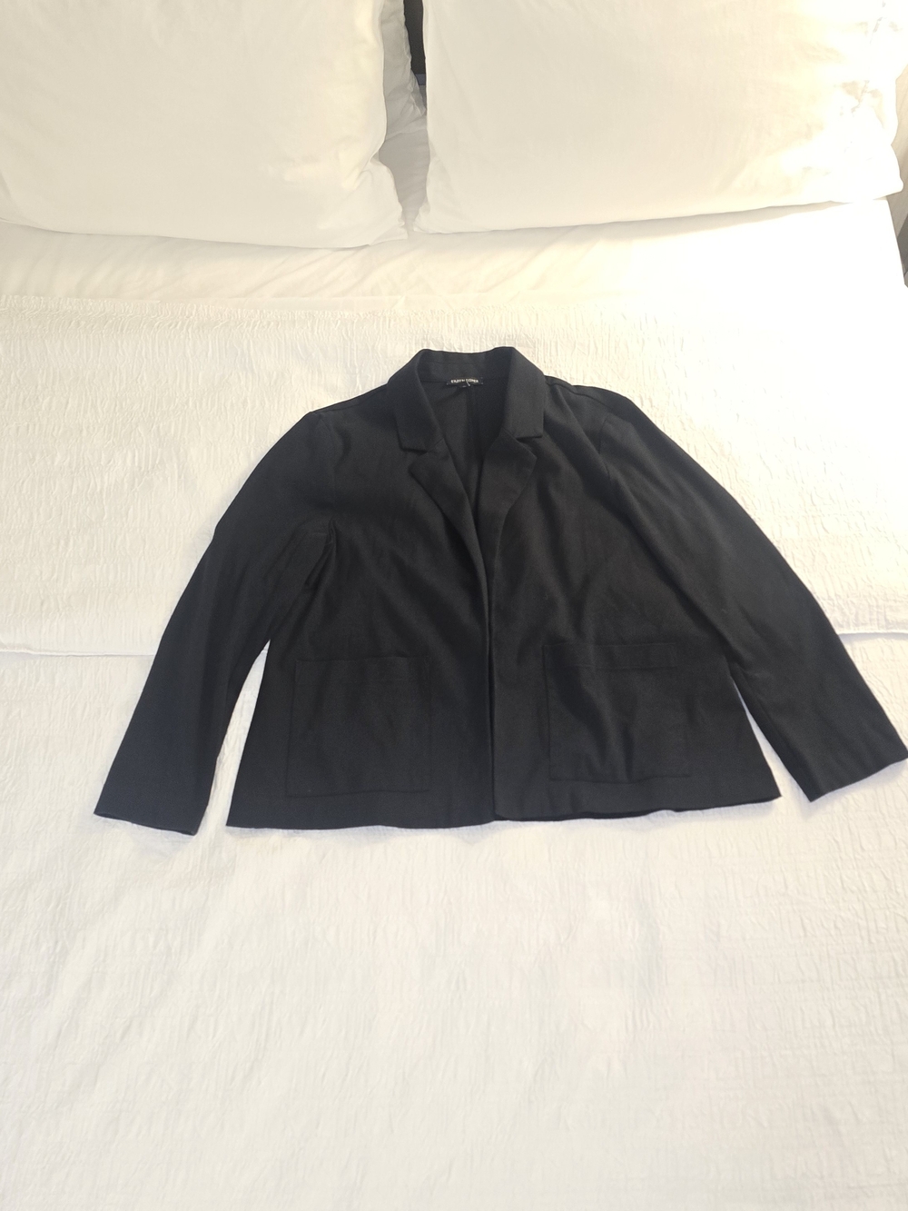 Eileen Fisher Black Organic Cotton Ponte Stretch Blazer Jacket S/P Small